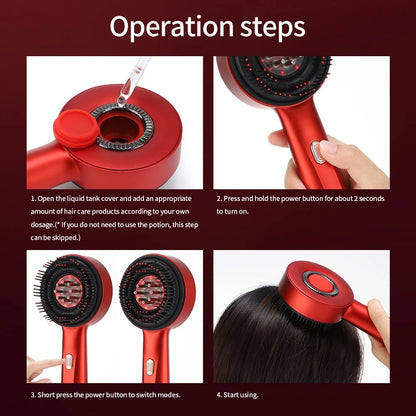 Electric Vibration Scalp Massager with Red Light Therapy & Hair Growth Oil Applicator